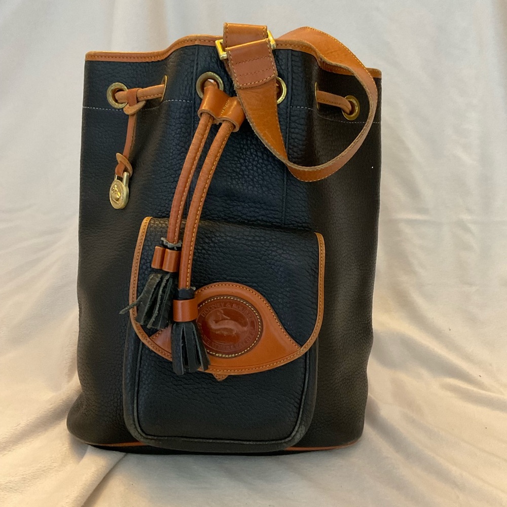 Dooney & Bourke Black and Tan Leather Backpack